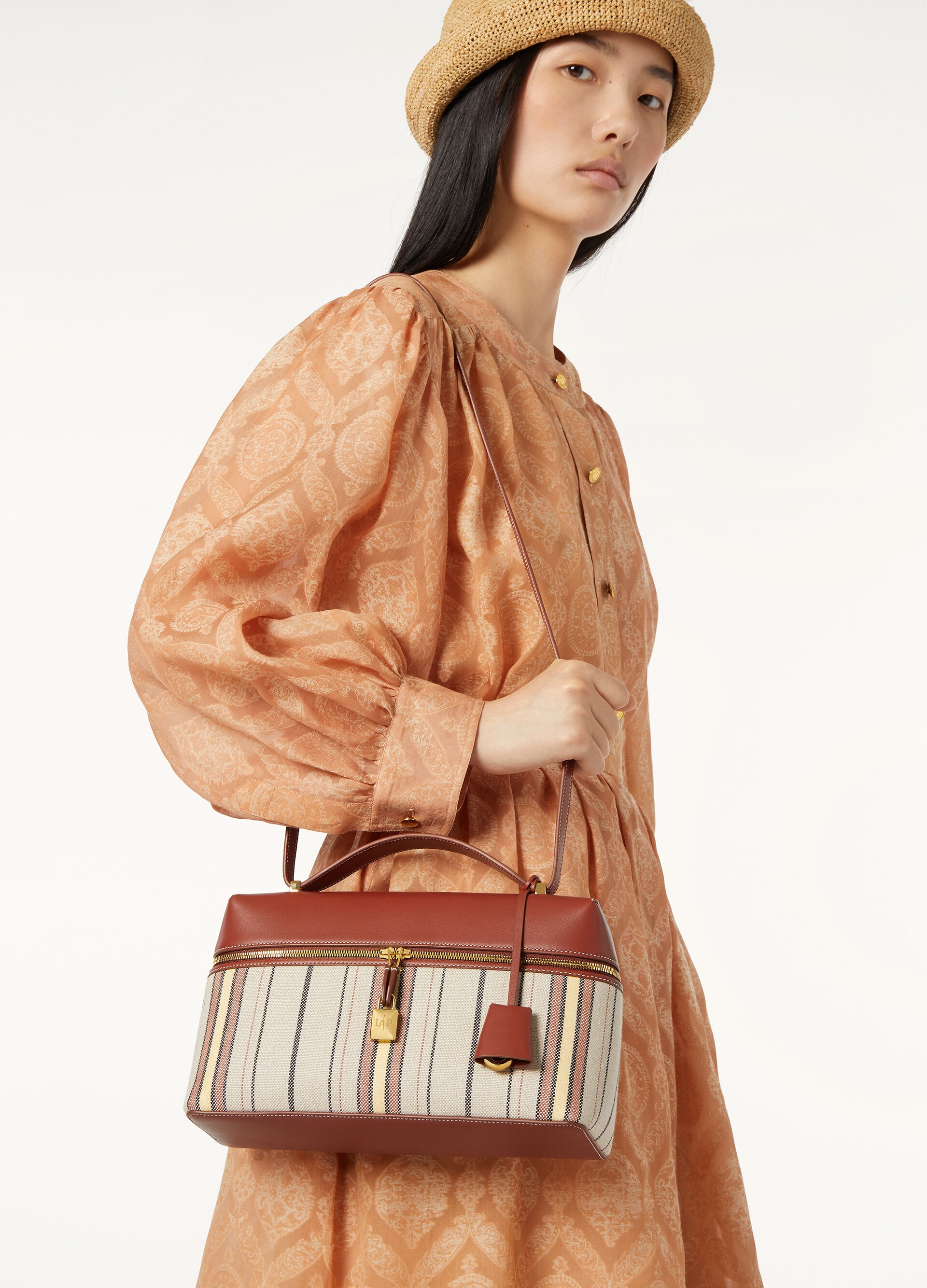 EXTRA BAG L27 SUITCASE STRIPE ROUNDED LEATHER