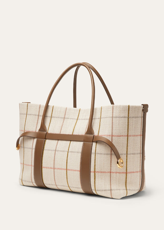 GHIERA SHOPPER LARGE BELT LINEN JACQUARD RNDD LTHR_FAP5324_F6IG_NR_4