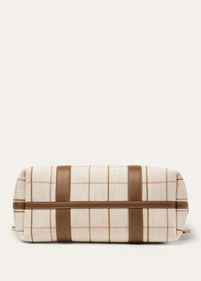 GHIERA SHOPPER LARGE BELT LINEN JACQUARD RNDD LTHR