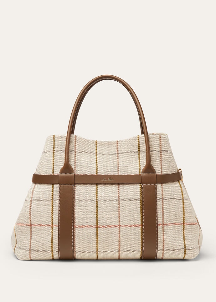 GHIERA SHOPPER LARGE BELT LINEN JACQUARD RNDD LTHR_FAP5324_F6IG_NR_3