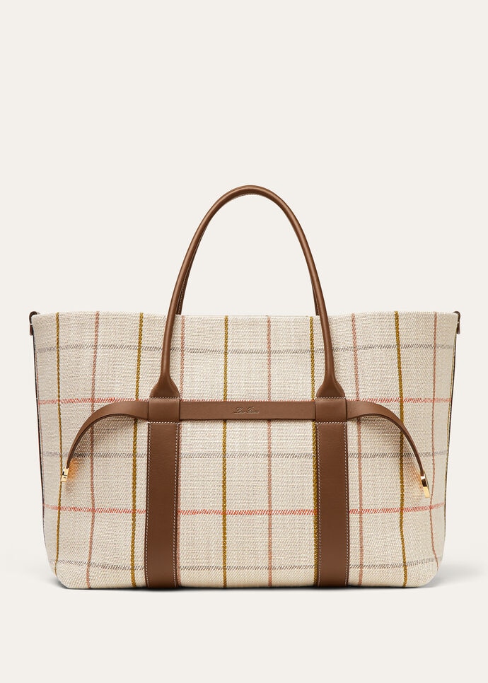 GHIERA SHOPPER LARGE BELT LINEN JACQUARD RNDD LTHR_FAP5324_F6IG_NR_2