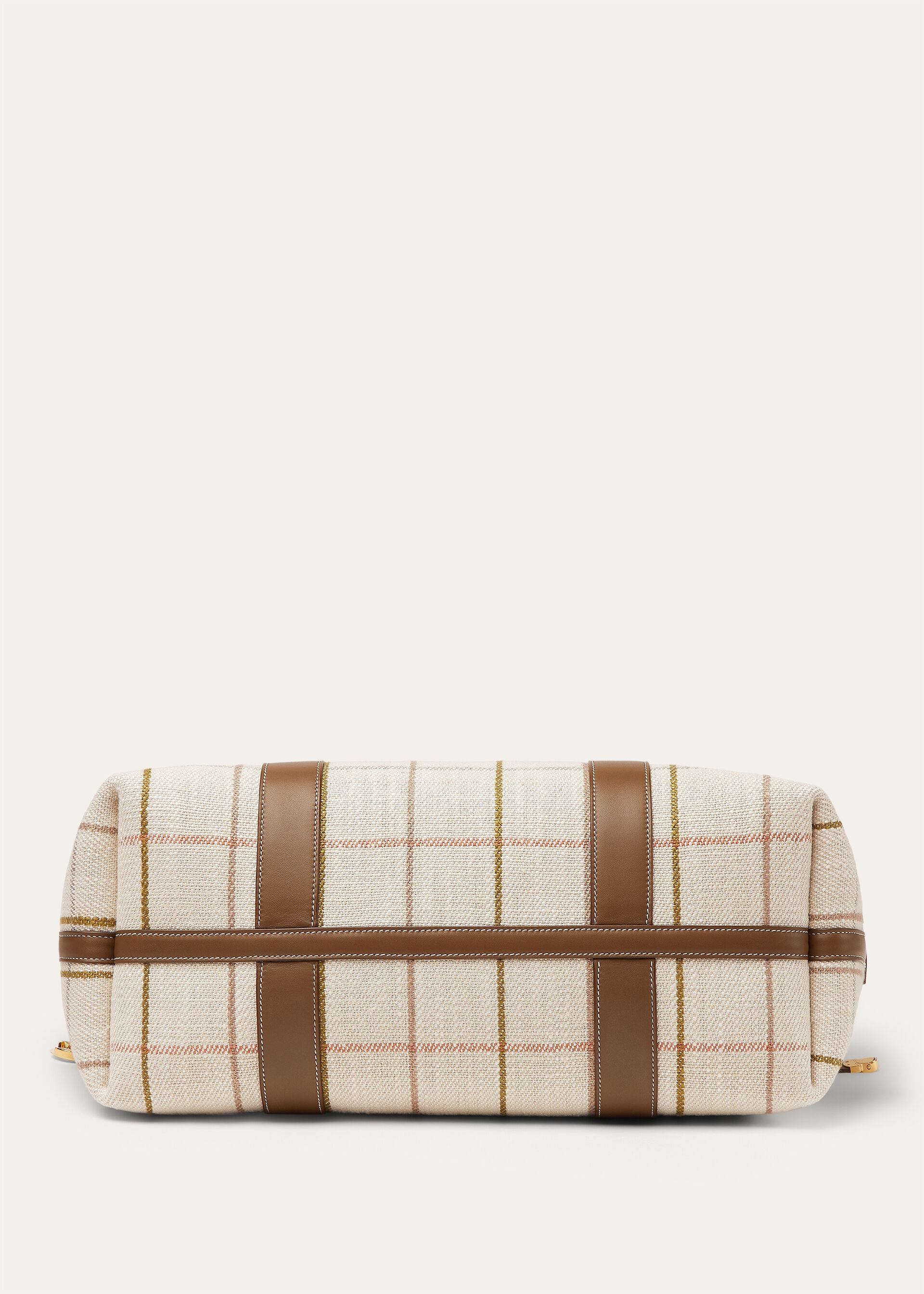 GHIERA SHOPPER LARGE BELT LINEN JACQUARD RNDD LTHR