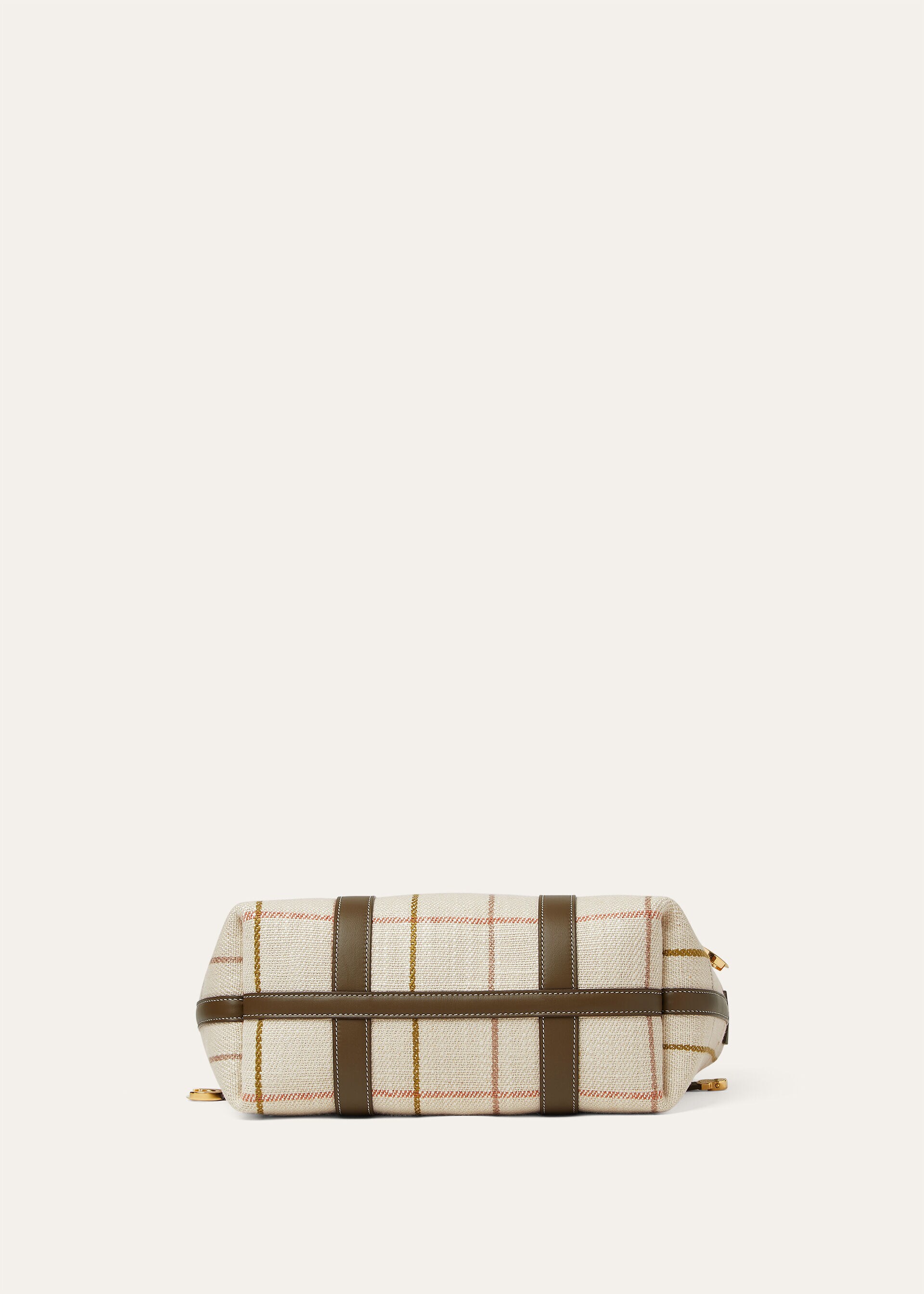 GHIERA SHOPPER SMALL BELT  LINEN JACQ RNDD LTHR