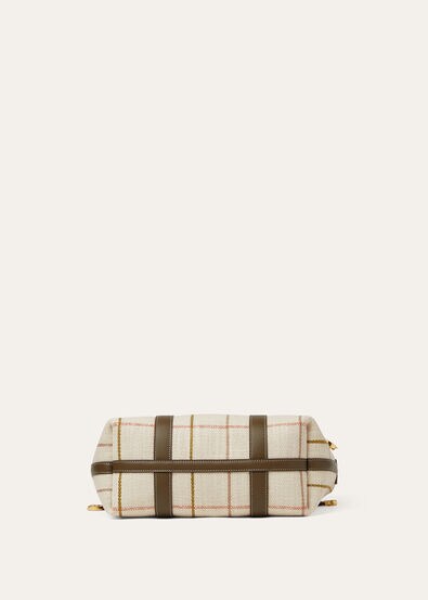 GHIERA SHOPPER SMALL BELT  LINEN JACQ RNDD LTHR