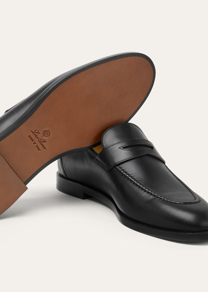Sergio Loafer Calfskin Black | Loro Piana US