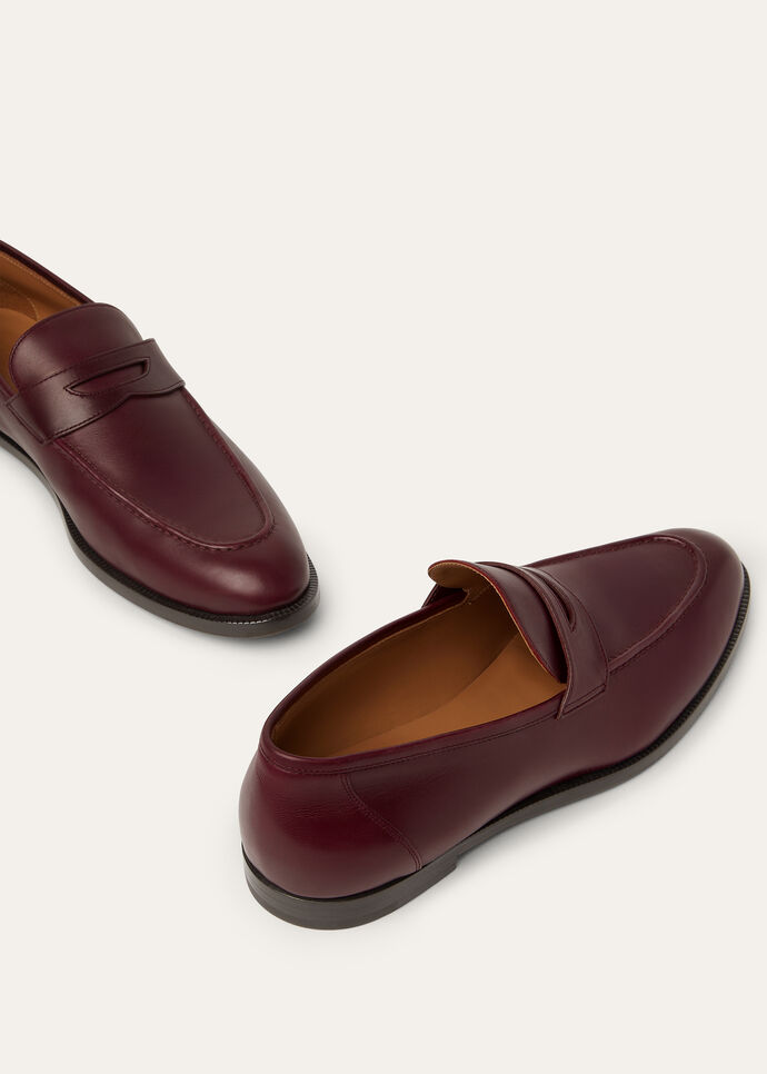 Sergio Loafer Calfskin Deep Maroon | Loro Piana US