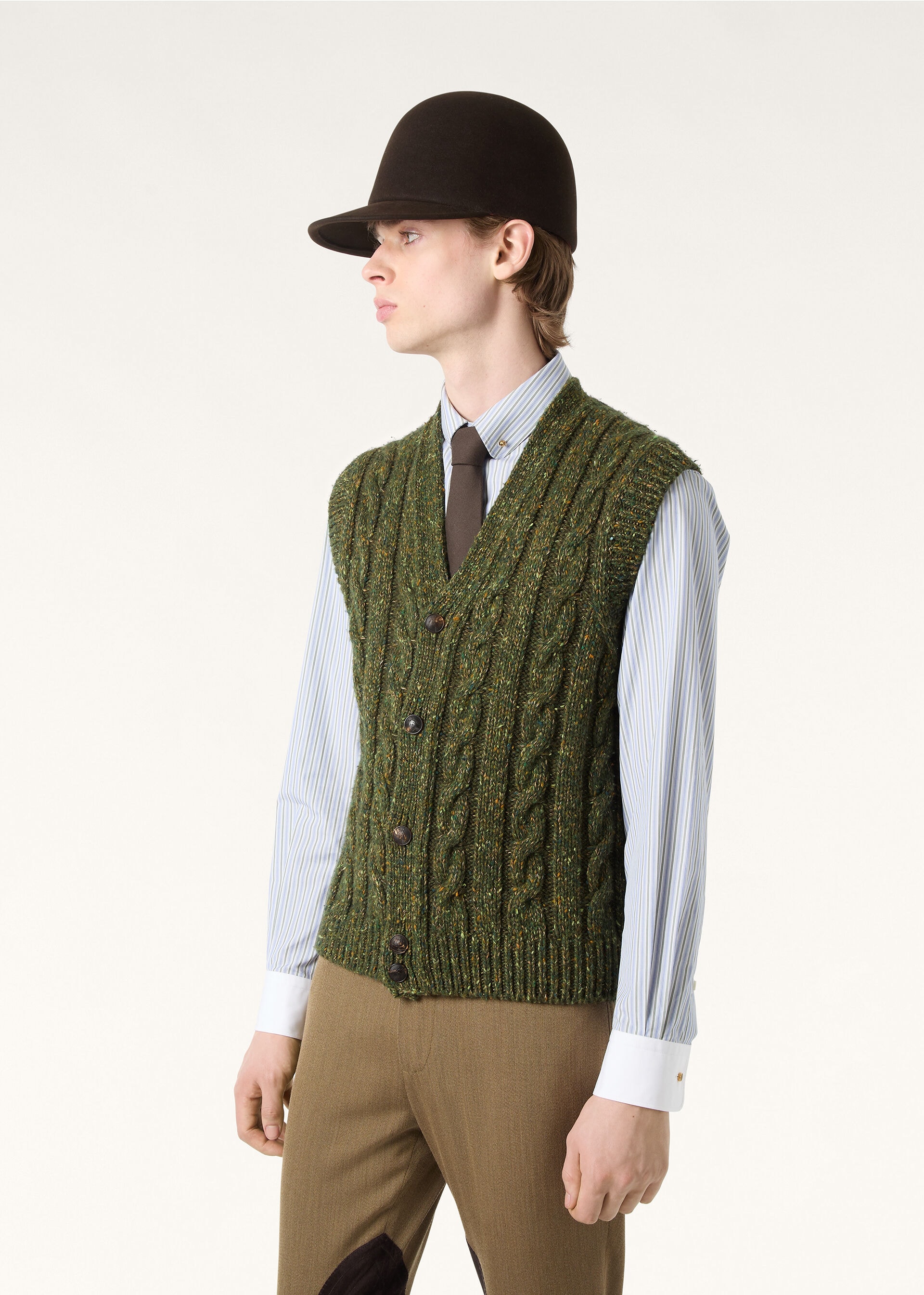 BRAEMAR VEST CASH LINEN GG 3