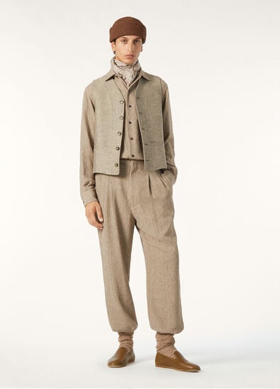 ANDRE' SHIRT SUMMER LINEN CREPE CHEVRON