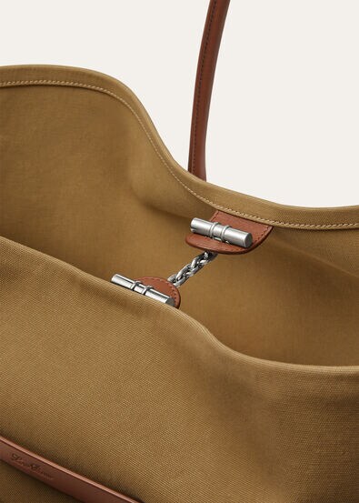 GHIERA SHOPPER LG EQUESTRIAN PCKTS CANVAS/RND LTHR