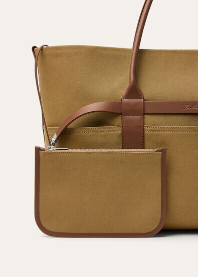 GHIERA SHOPPER LG EQUESTRIAN PCKTS CANVAS/RND LTHR