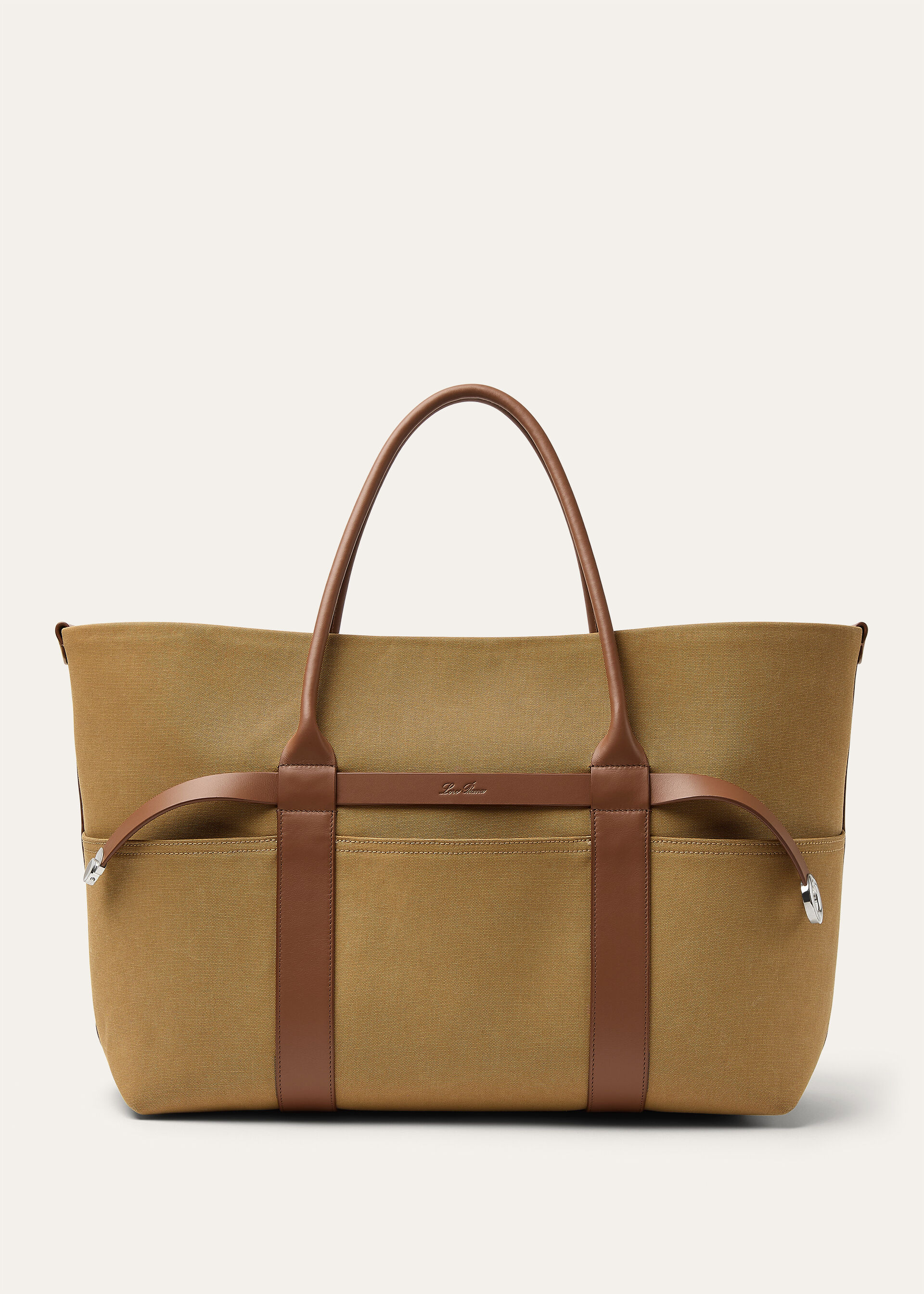 GHIERA SHOPPER LG EQUESTRIAN PCKTS CANVAS/RND LTHR