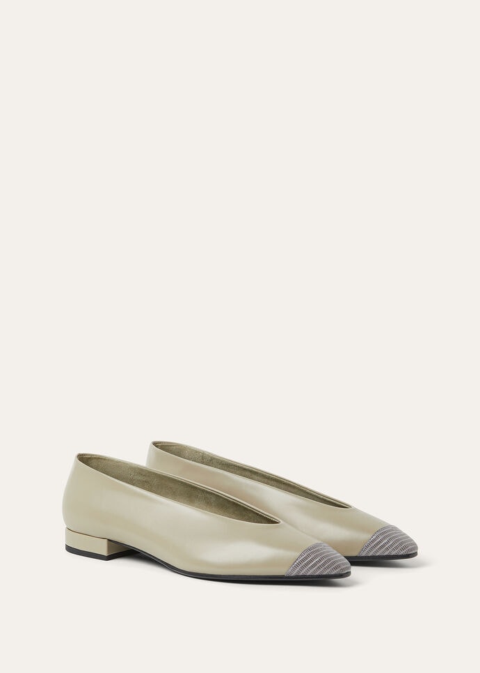 REBECCA CAP TOE BALLERINA LUX. CALF & LIZ. PRINT_FAP6648_B5AU_2