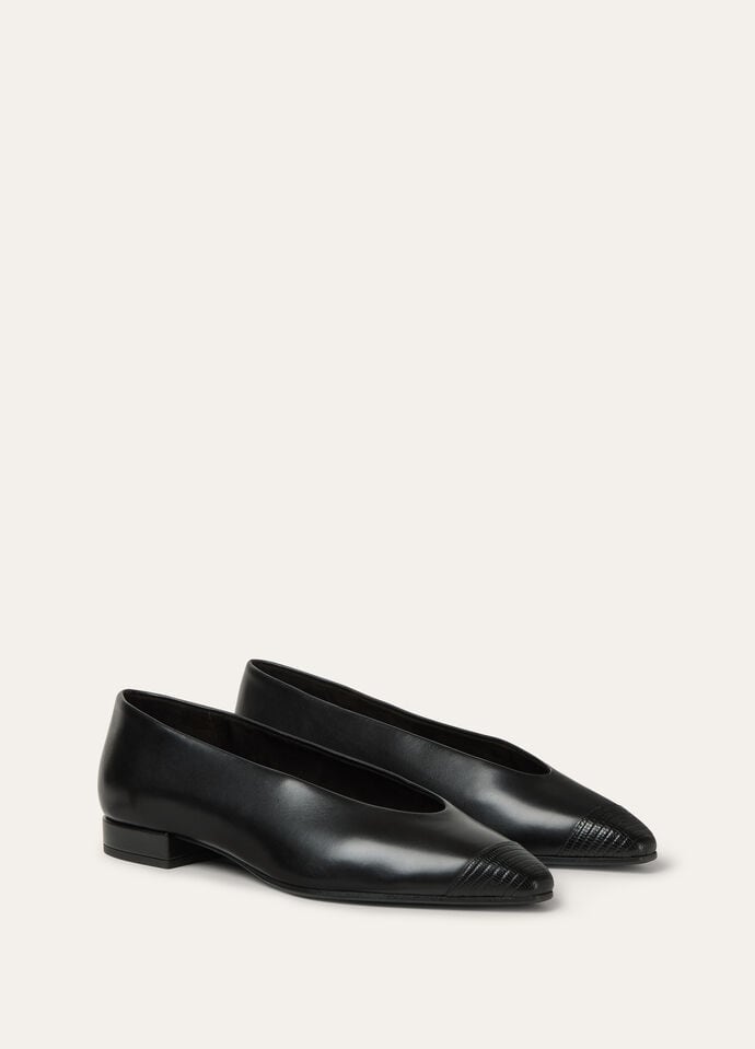 REBECCA CAP TOE BALLERINA LUX. CALF & LIZ. PRINT_FAP6648_8000_2