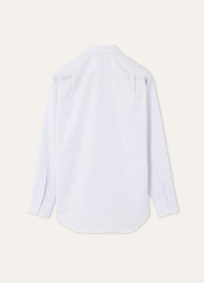 【LORO PIANA】シルク＆リネン混 Tシャツ ストライプ柄 アンドレ・シャツ コットン ホワイト・ライラック・ストライプ