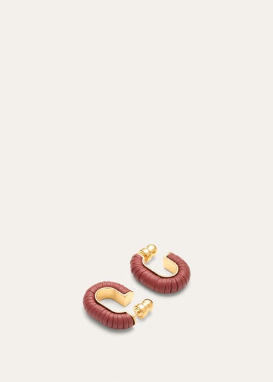 BRAIDED DUO CHAIN LINK EARRINGS LEATHER
