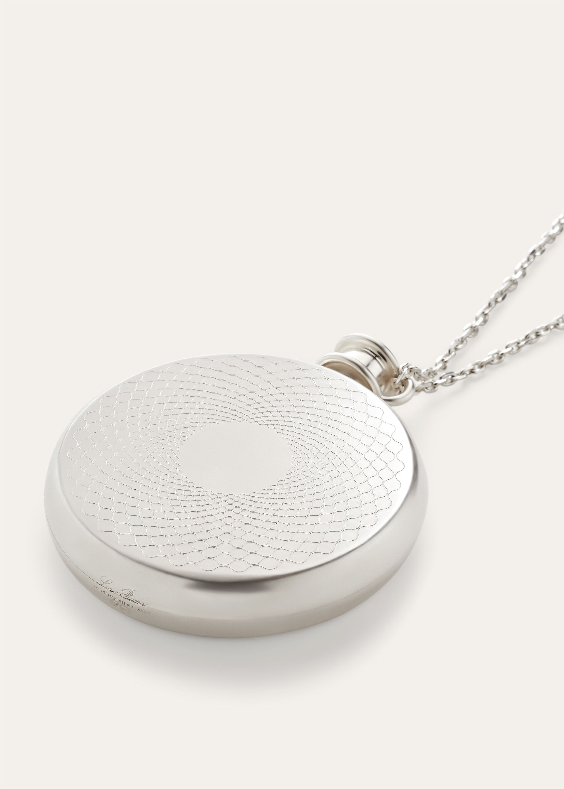 GUILLOCHE BOTTLE NECKLACE SILVER