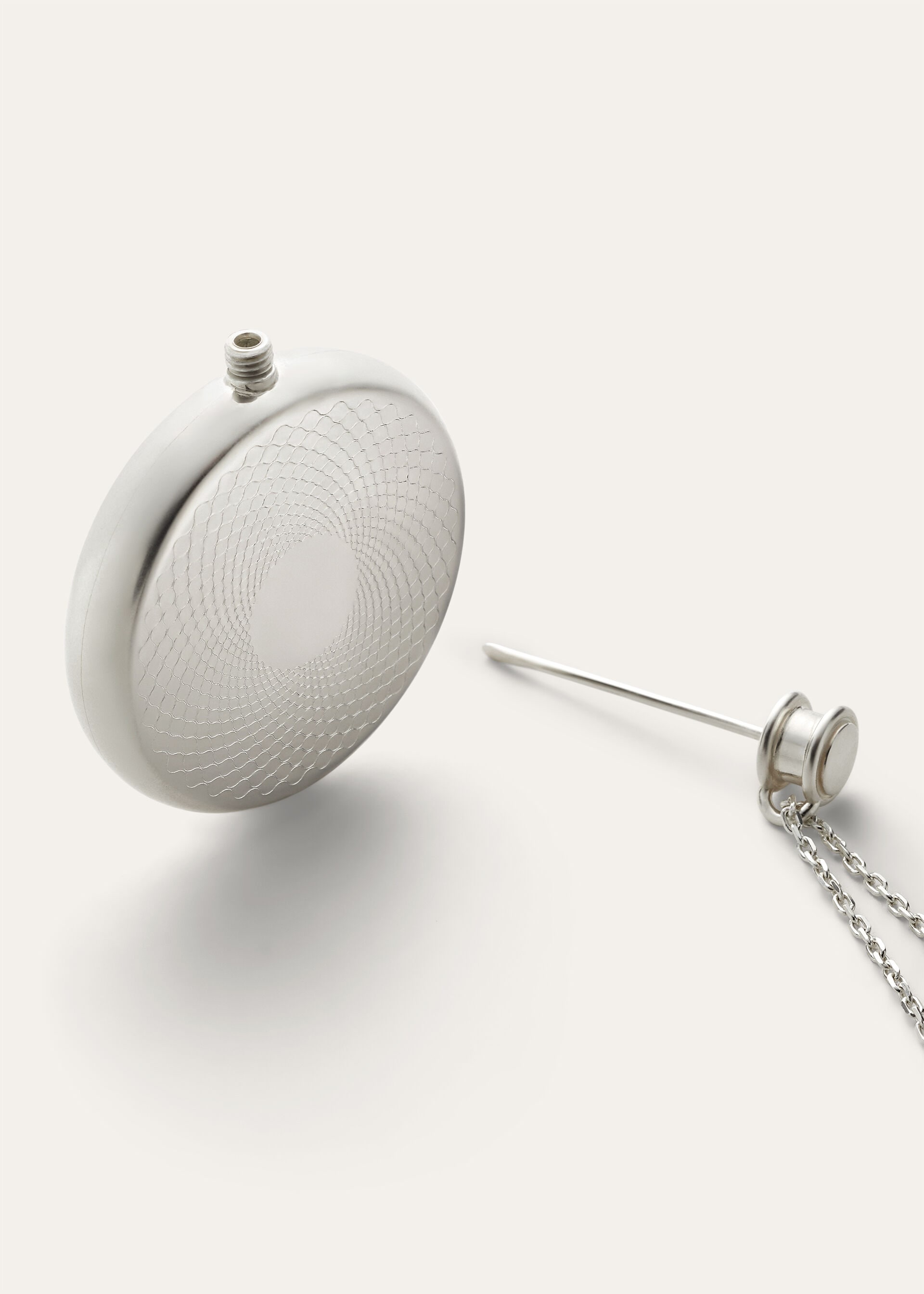 GUILLOCHE BOTTLE NECKLACE SILVER