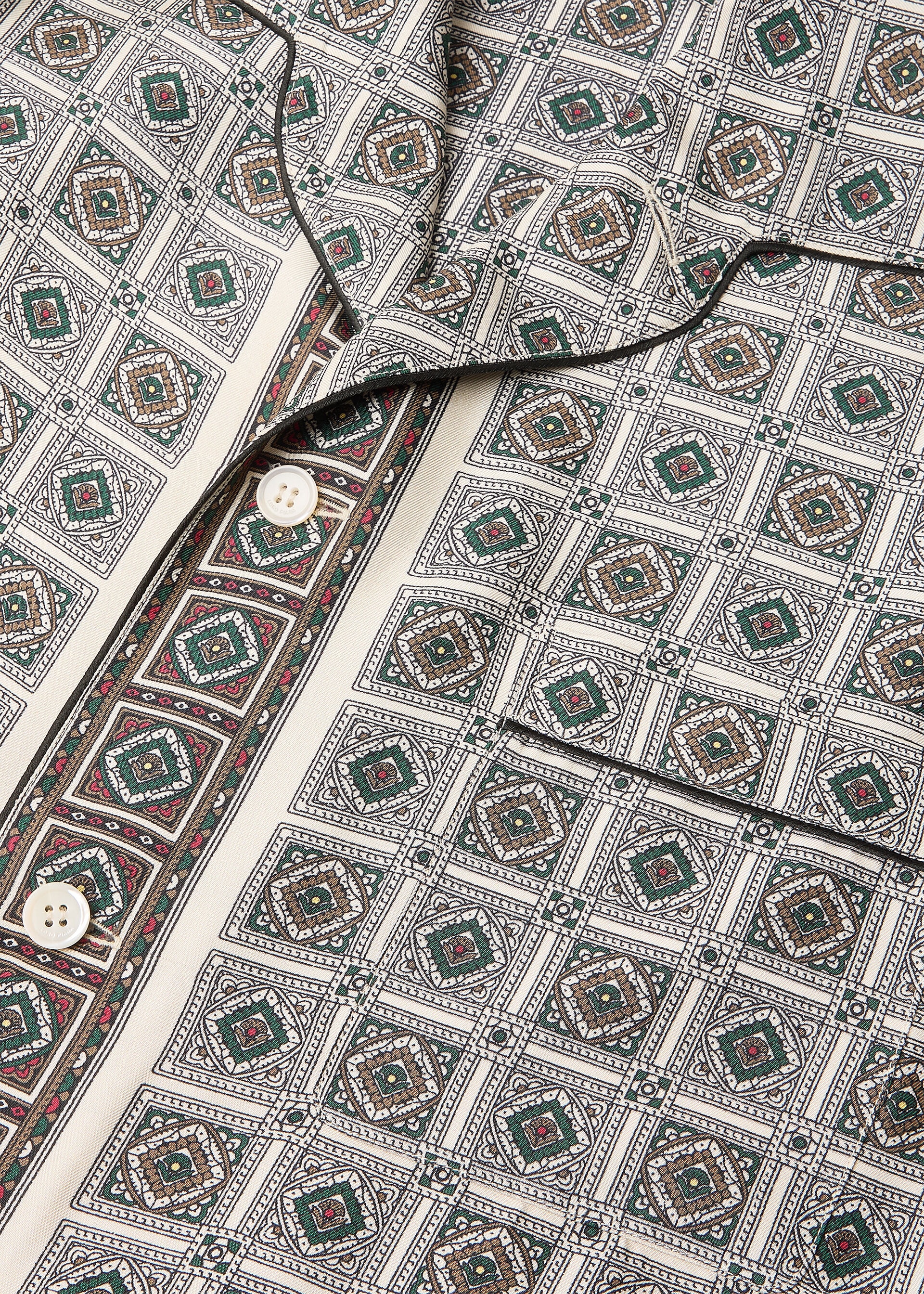 LIAN SHIRT LP MENDOZA BORDER SILK TWILL