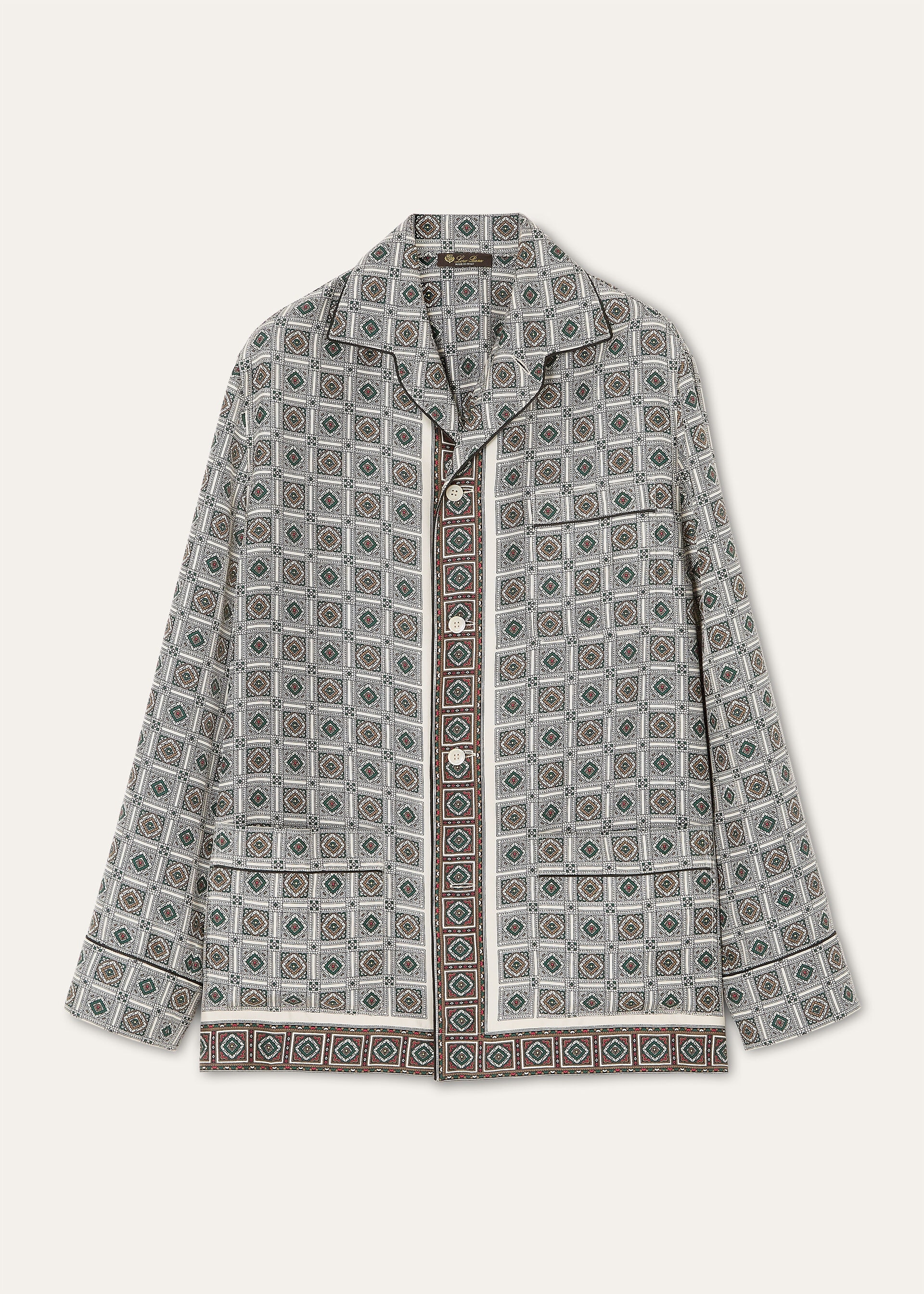 LIAN SHIRT LP MENDOZA BORDER SILK TWILL