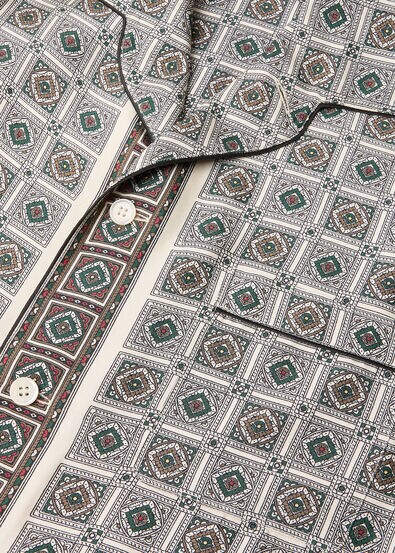 LIAN SHIRT LP MENDOZA BORDER SILK TWILL