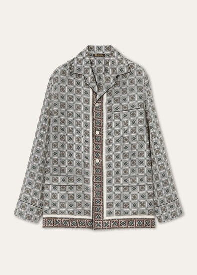 LIAN SHIRT LP MENDOZA BORDER SILK TWILL