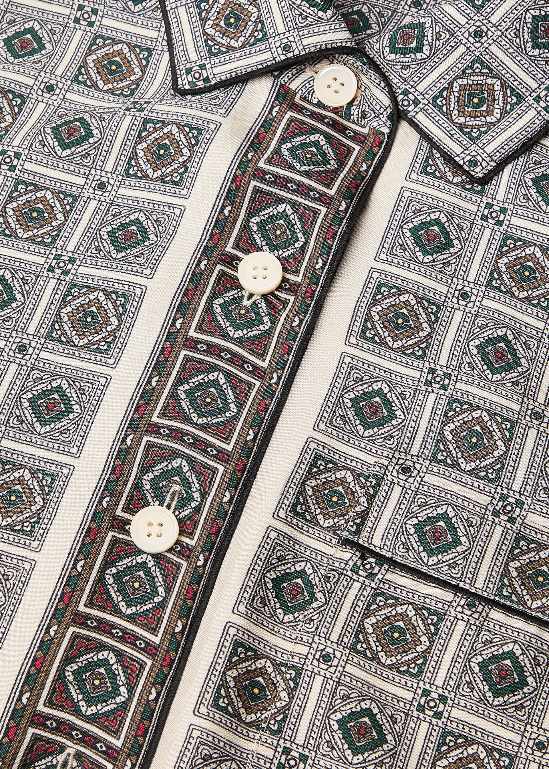 ANGELINA SS SHIRT LP MENDOZA BORDER SILK TWILL
