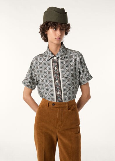 ANGELINA SS SHIRT LP MENDOZA BORDER SILK TWILL