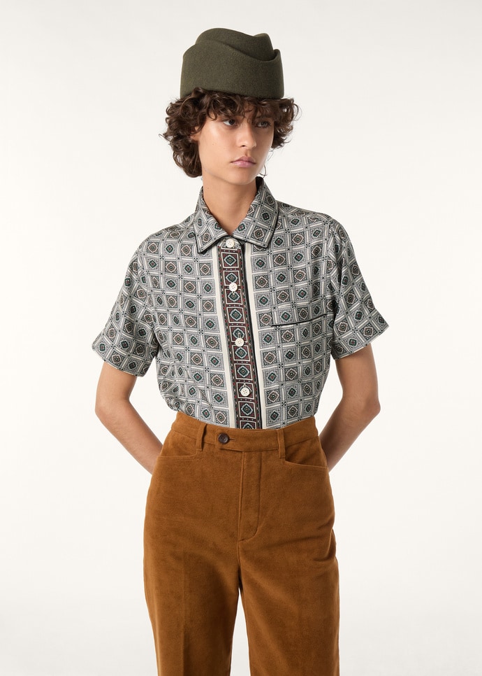 ANGELINA SS SHIRT LP MENDOZA BORDER SILK TWILL_FAP8302_T1S7_3