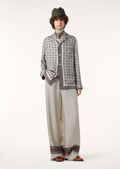 VALERIO TROUSERS LP CHACO BORDER SILK TWILL