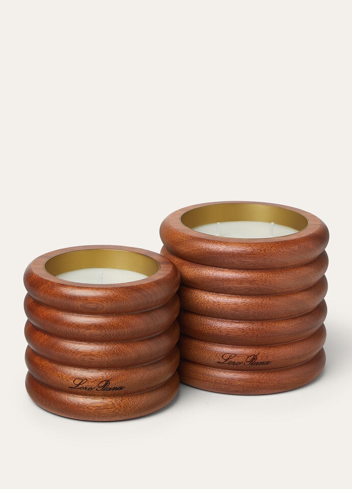 Mystic Fleece Candle Medium Wood Natural Mahogany Wood