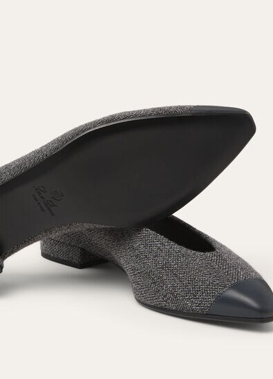 REBECCA CAP TOE BALLER. LINEN CASH RAIN & CALF AF