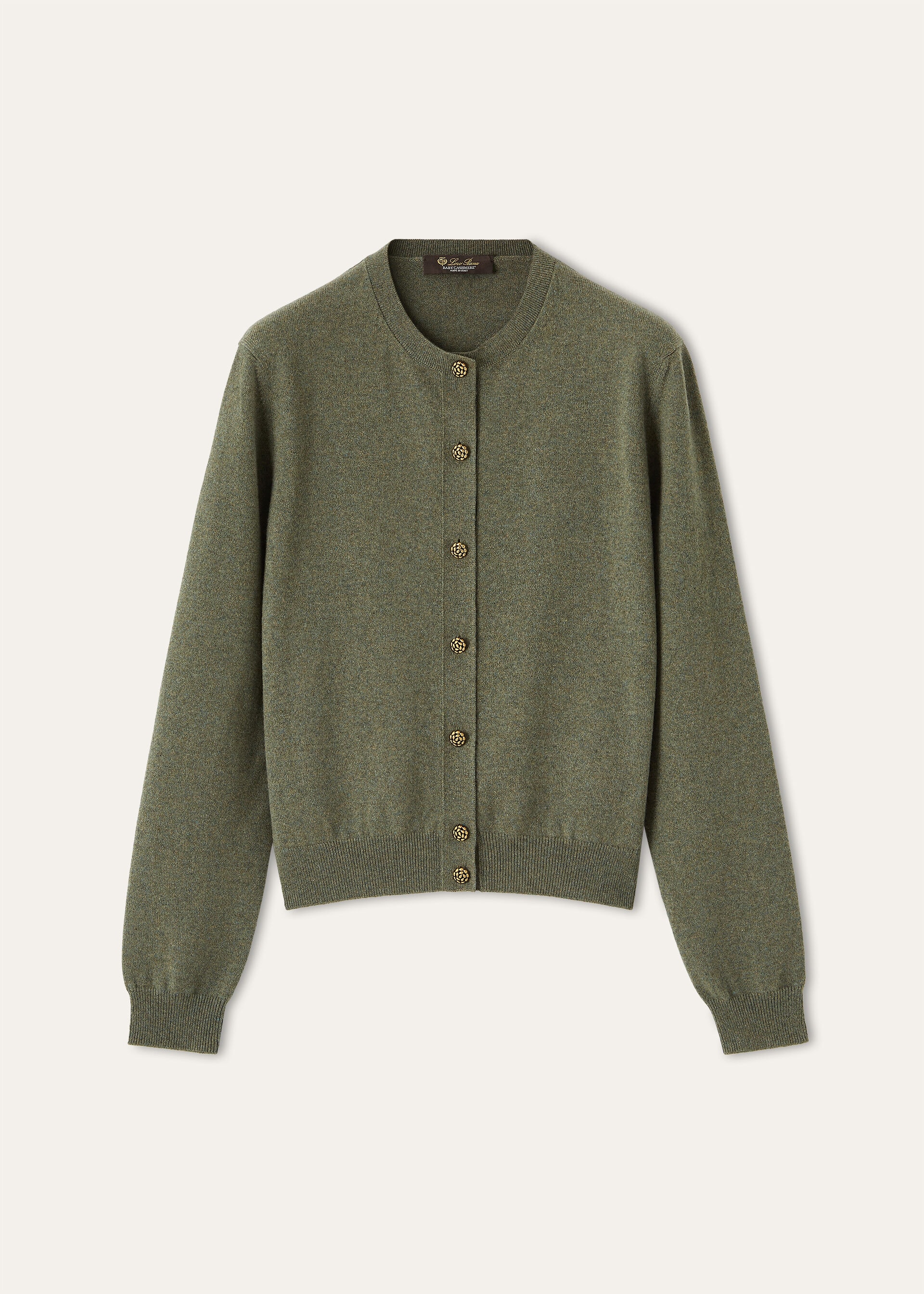 CLASSIC BABY CASH  CREWNECK CARDIGAN SWEATER GG 12