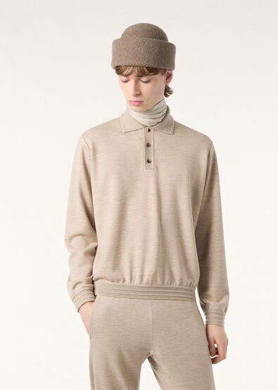 COCOONING POLO LS CASH RAW FLEECE