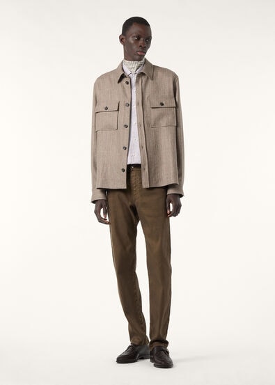JIM OVERSHIRT WOOL LINEN HERRINGBONE TWEED