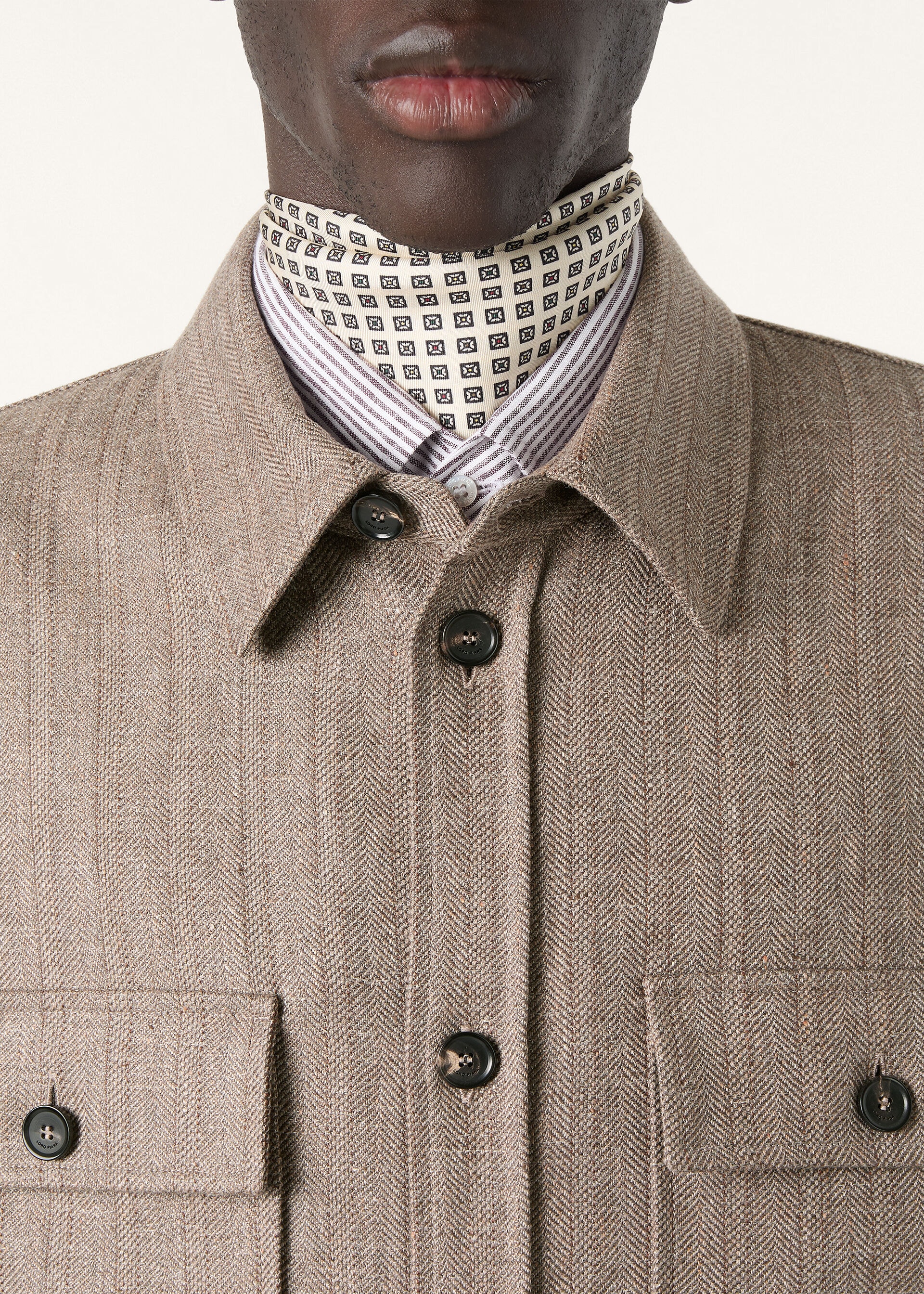 JIM OVERSHIRT WOOL LINEN HERRINGBONE TWEED