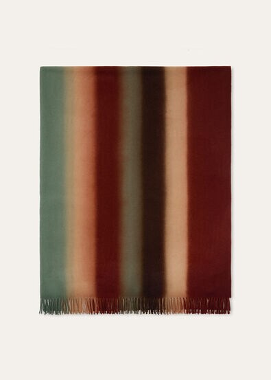 PLAID SHADED STRIPE WOOL CASH