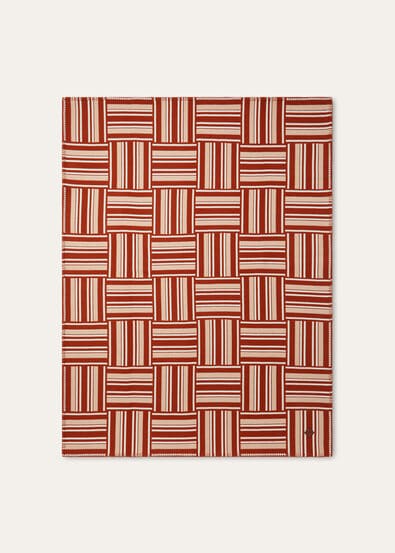PLAID WOVEN STRIPE INTARSIA WOOL CASH