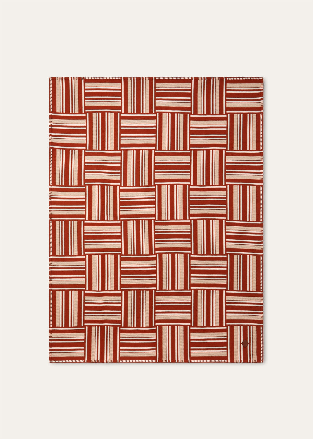 PLAID WOVEN STRIPE INTARSIA WOOL CASH