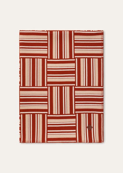 PLAID WOVEN STRIPE INTARSIA WOOL CASH