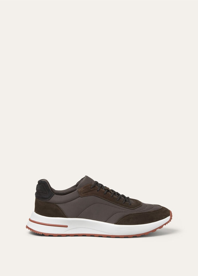 Loro Piana - Summer Walk Olive Suede Flat | Mitchell Stores