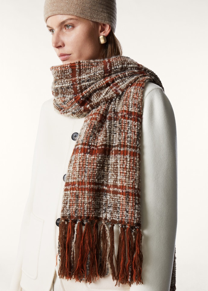 CHECK BOUCLE' SCARF CASH SILK_FAQ0483_F7H7_NR_2