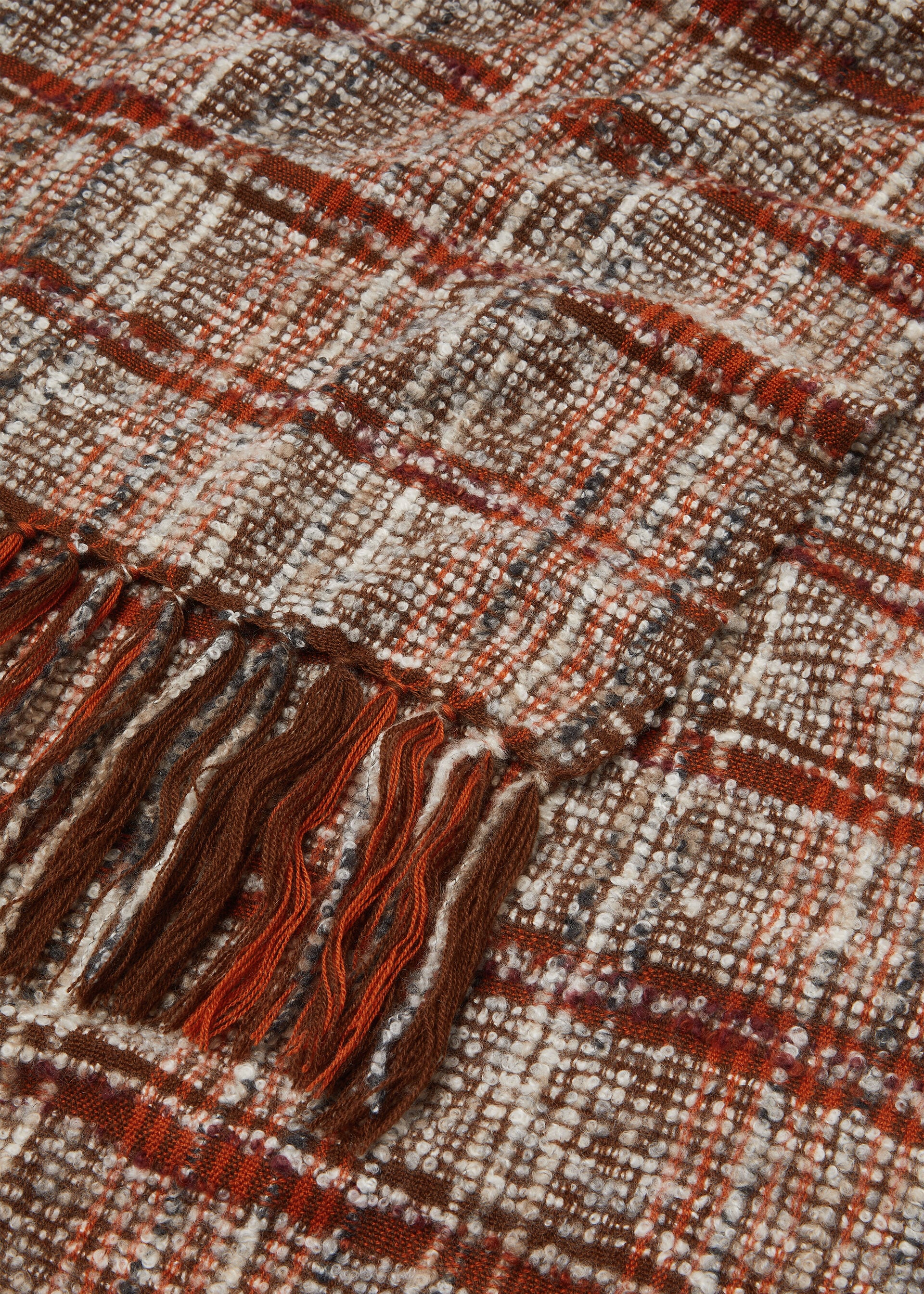 CHECK BOUCLE' SCARF CASH SILK