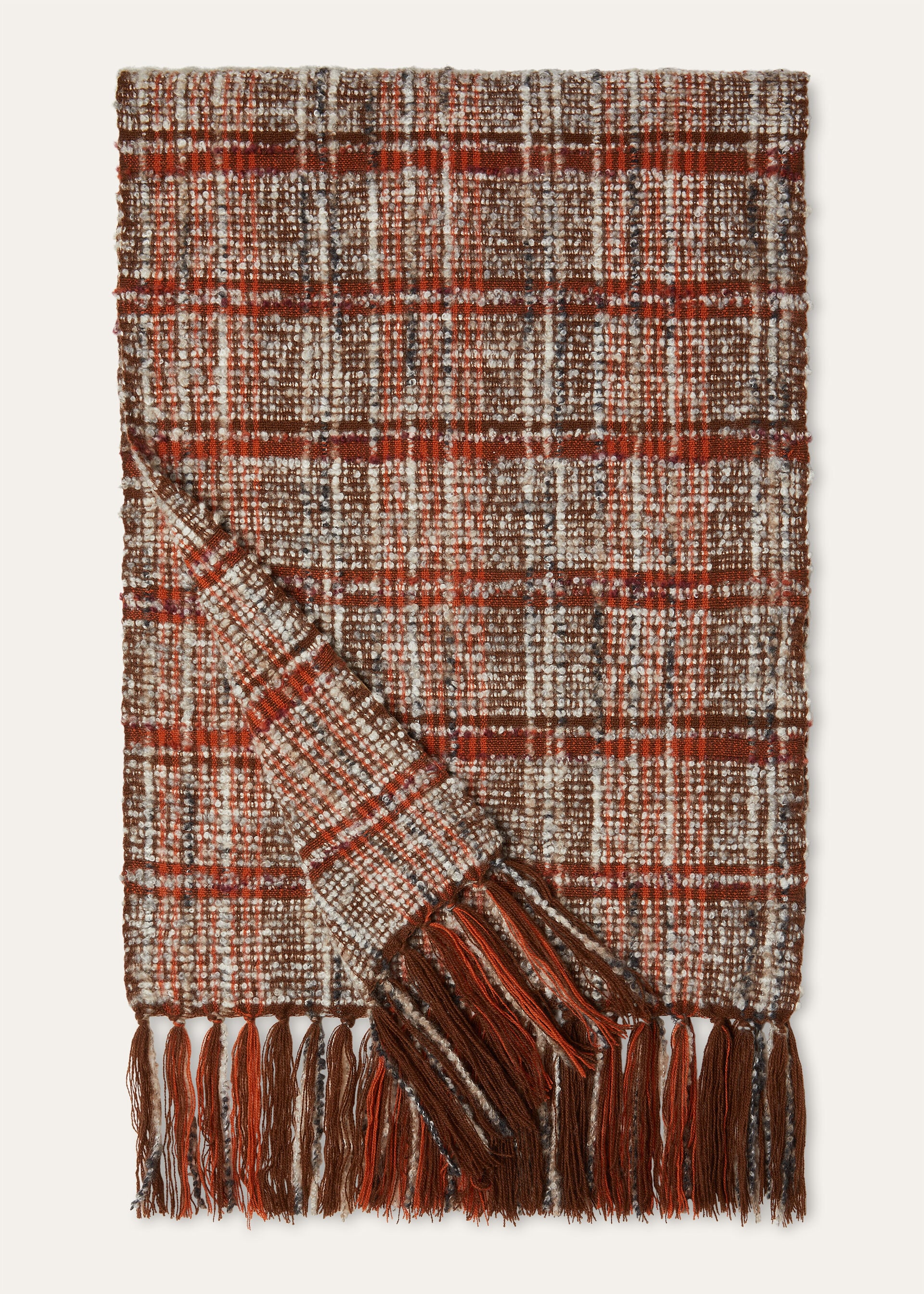 CHECK BOUCLE' SCARF CASH SILK