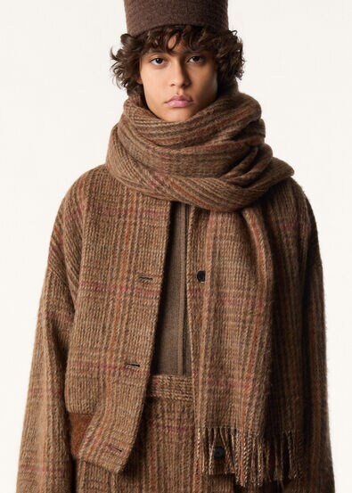 BRUSHED PRINCE OF WALES SCARF ALPACA WOOL