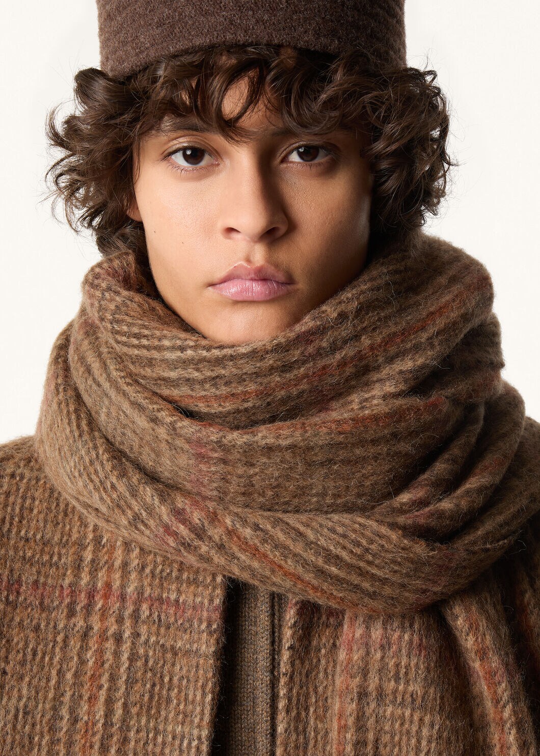BRUSHED PRINCE OF WALES SCARF ALPACA WOOL