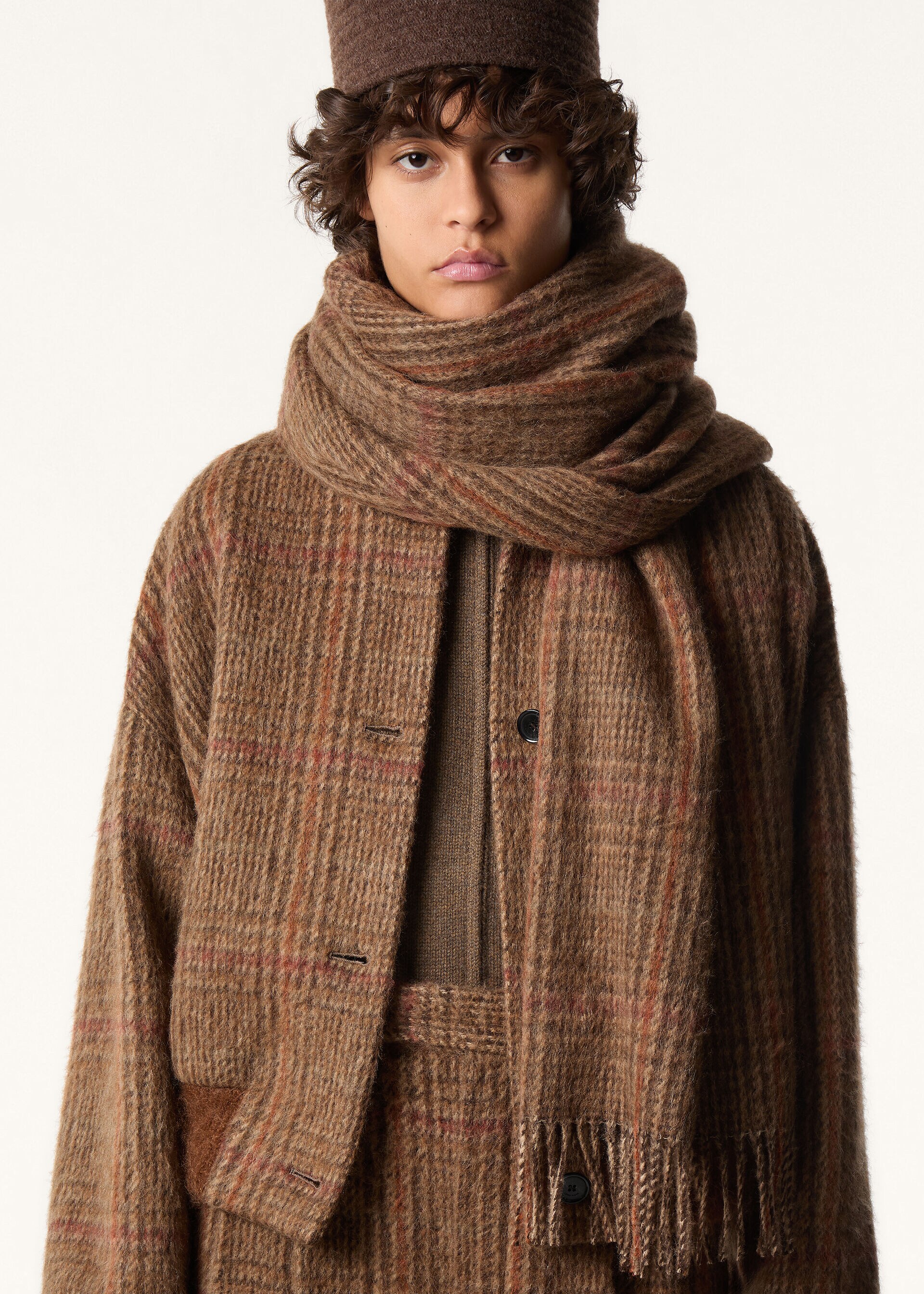 BRUSHED PRINCE OF WALES SCARF ALPACA WOOL