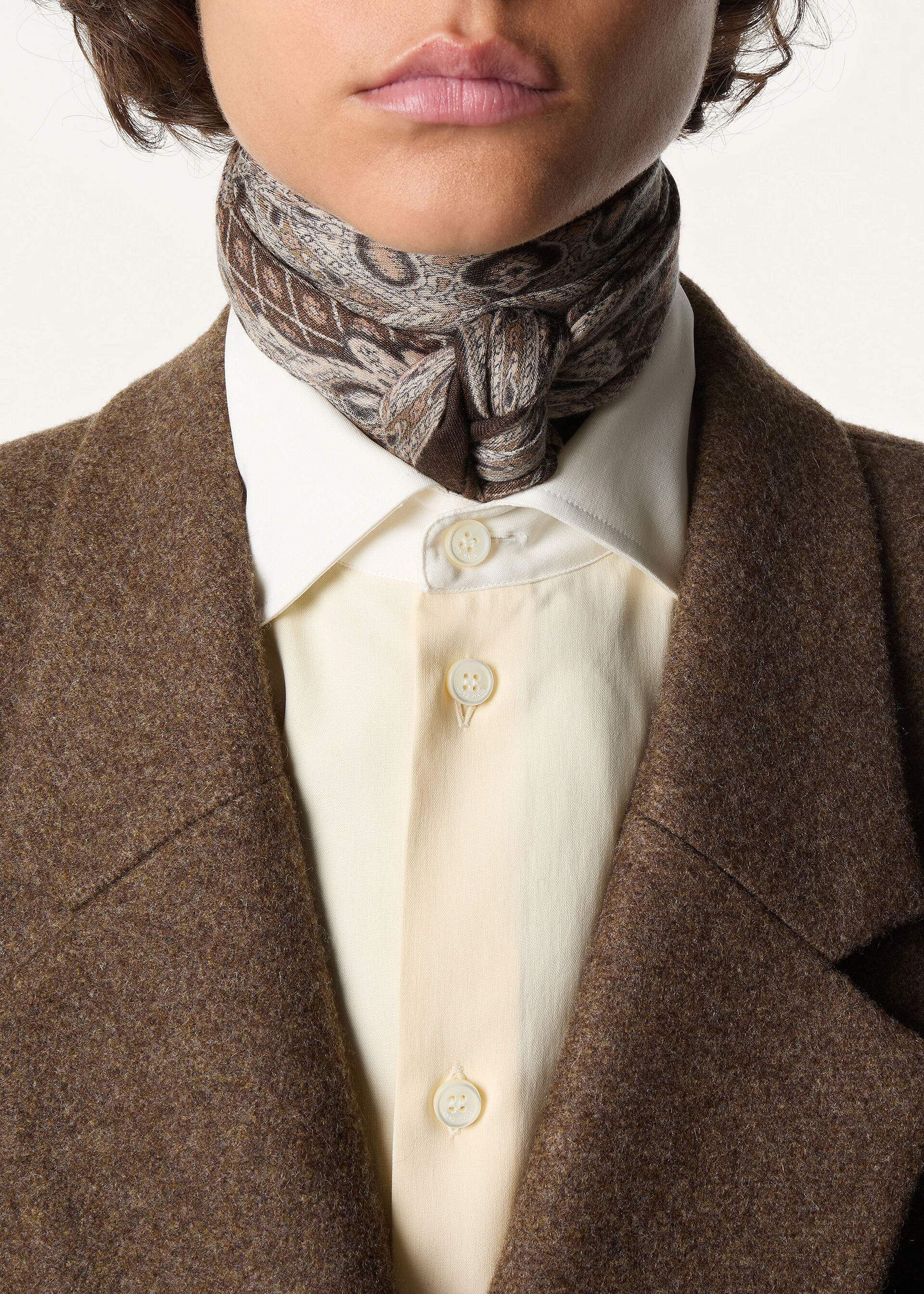 LORO PIANA FLORAL MAJOLICA FOULARD 90 CASH MELANGE