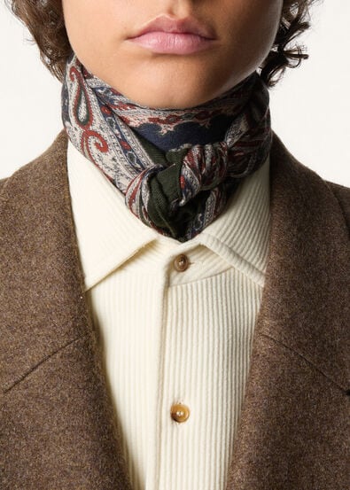 LORO PIANA FLORAL MAJOLICA FOULARD 90 CASH MELANGE