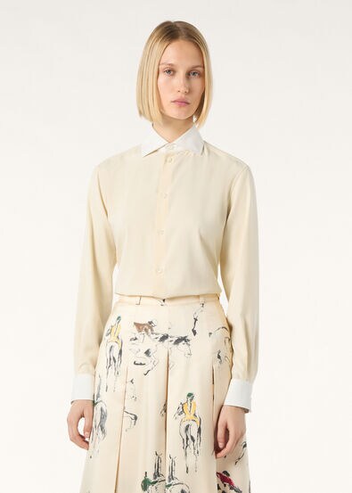 THEA CUTAWAY COLLAR SHIRT PORCELAIN SILK