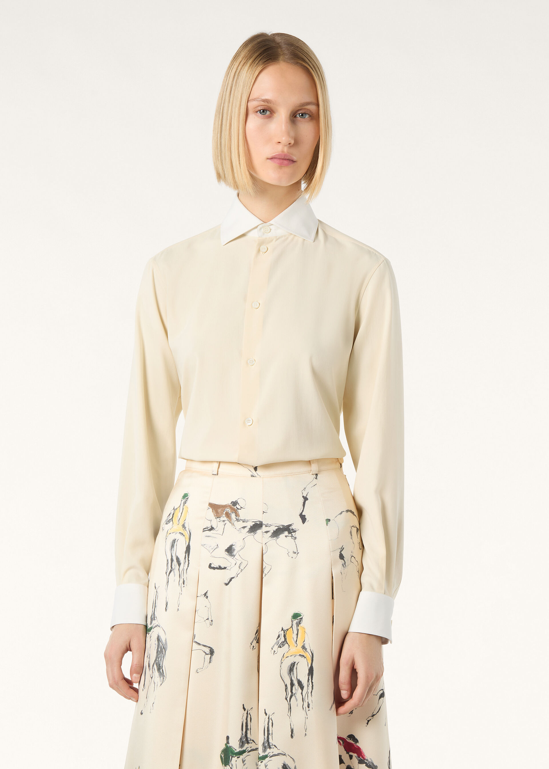 THEA CUTAWAY COLLAR SHIRT PORCELAIN SILK